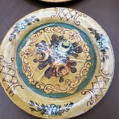 VINTAGE PAPER MACHE FLORAL COASTERS MADE IN OCCUPIED JAPAN 1940’S SET OF 8
