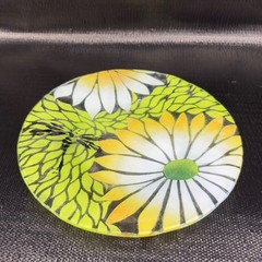 Sydenstricker Hand Made Round Dish Plate Multicolored Floral Pattern Signed 8.5”