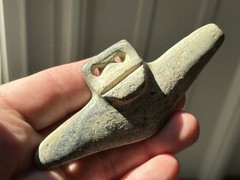 RARE PRE-COLUMBIAN TAIRONA ANIMAL EFFIGY BATWING PECTORAL GORGET, COLUMBIA, COA