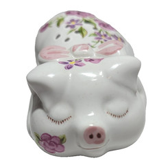 Vintage 1978 Avon Pig Ceramarte Made in Brazil Floral Potpourri Holder 5″ Long