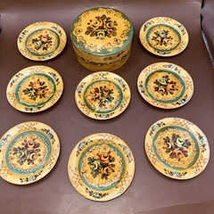 VINTAGE PAPER MACHE FLORAL COASTERS MADE IN OCCUPIED JAPAN 1940’S SET OF 8