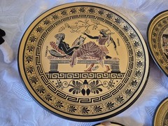 Hand Painted Set Of 4 Greek Mythology, Terracotta Display Plates Greece Origin