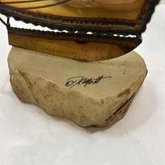 DeMott Brass Sailboat Sculpture Quartz Stone Base Signed MCM Brutalist 9 1/2”