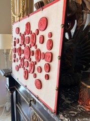 Set of Three Grand Tour Neoclassical Vintage Red Plaster Cast Waxed Intaglio set
