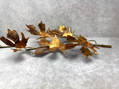2 Vintage Metal Maple Leaves on Branch Wall Hanging Copper Color Nature Cottage