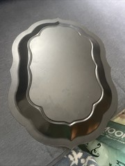 Vintage Metal Fruit Toleware Hand Painted Tray 13” x 18” Signed