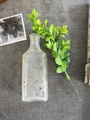 Antique Photo Upcycled Repurposed Primitive Vignette Tabletop Decor Metal Copper