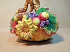 Fitz & Floyd Classic Autumn Splendor Basket Pumpkin Thanksgiving Acorn 8″