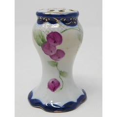 Vintage Stick Hatpin 13 Hole Holder Vase Grapes And Leaves Blue Purple Green