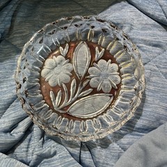 Vintage Candy Dish Echt Bleikristal Hofbauer Floral Lead Crystal Ruby Red
