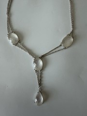 Vintage Silver Noav rhinestone station Y Necklace 18″