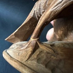 VINTAGE HAND CARVED WOODEN BIRD MATCH TOOTHPICK HOLDER MADE IN SWITZERLAND
