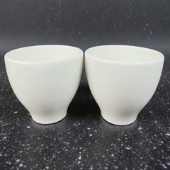 For Life Forlife White Stoneware Ceramic Footed Cups Tumblers Mugs Set 2 Marked