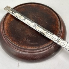 Faux Wood Riser Display Stand 5” Round Metal Painted Mahogany Finish Vase Jar