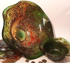 CLUSTER vtg studio art glass sculpture bowl goose bay yellowstone park western