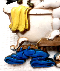 Vintage 1970 Boy with Frog Bathtub Bath Time Sexton Cast Metal Wall Decor USA