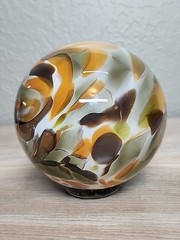 5″ Brown Orange Hand Blown Art Ocean Glass Oregon Float Coast 2013 Signed Meyer