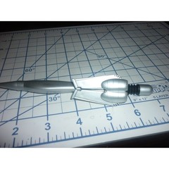 Wings Over Rockies Air Space Museum Rocket Jet Novelty Pen Silver 6in USA Vtg