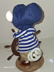 ANNALEE NEW Sailor Mouse 8″ Plush w/ Ship Wheel helm. White/Blue 2005 adorable.