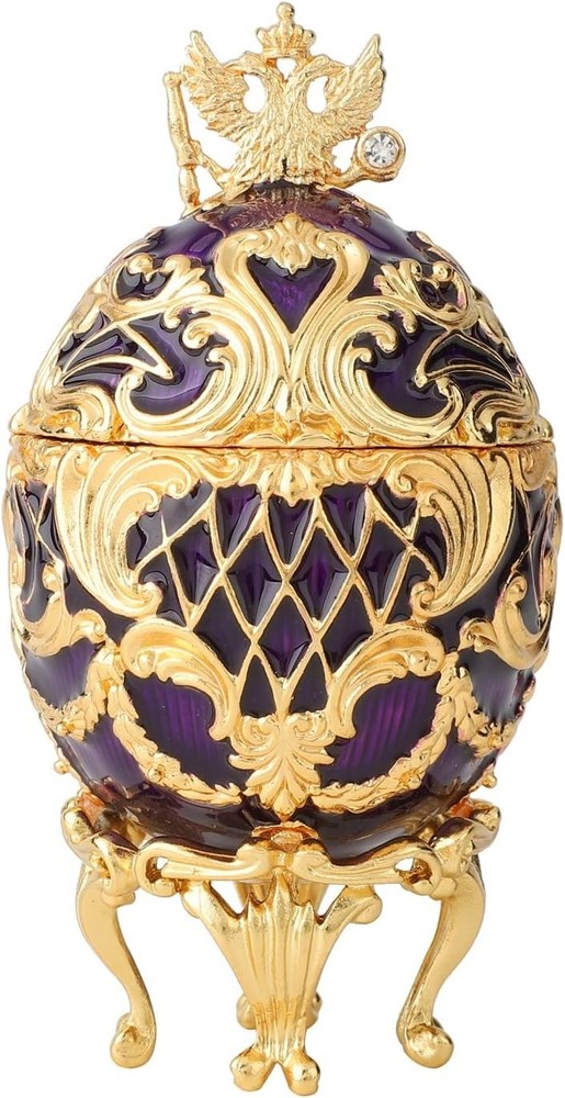 Faberge Egg Trinket Boxes Classic Enamel Hand-Painted Vintage Ornaments Metal…