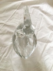 Vintage Sasaki Japan lead crystal Pelican candy nut trinket dish bowl 6″ tall