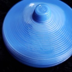 Vintage AKRO Agate Slag Footed Blue Trinket Dish Bowl with Lid 3.5″ x 3″