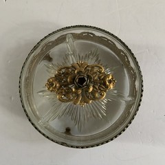 VTG Gold Ormolu Hollywood Regency Brass Beveled Glass Divided Trinket Jewel Box