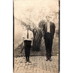 c1905 Edwardian RPPC Two Boys Pose for Portrait Vintage Postcard PE4