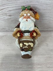 Stocking Holder Folk Art SANTA CLAUS Heavy 1.8lbs Gold Star Sleigh Free Shipping