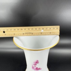 1975 Hochst German Vase Magenta House Church with Gold Trim Germany Porcelain