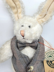 Boyds Bears Plush Rabbit White Black Gray Vest GG. Willikers Jointed