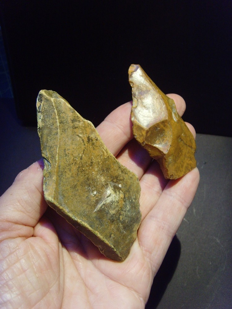 Lower Paleolithic – Two classic Acheulean points. c.450,000 BP.