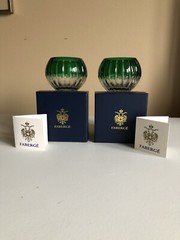 Faberge Crystal Votive Na Zdorovya Emerald Green PAIR