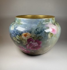 Limoges W.G. & Co France Hand Painted Floral Jardiniere Cachepot 11”W X 7.5” T