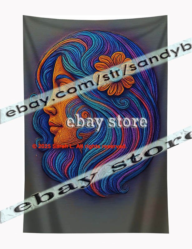 Celestial Goddess Face Tapestry 3D relief look Wall Art mystic decor 59X82 in