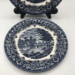 Royal Art Staffordshire Transfer Ware Blue And White 2 Plates