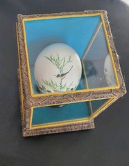 Collectible 1991 Bernina Hand Painted Egg w Menu Rare Sewing Memorabilia