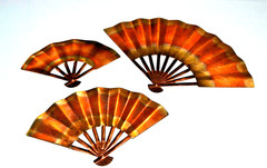 Vtg Homco Lot of 3 Copper Gold Home Interior Fans Wall Decor Hollywood Shabby