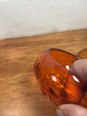 Viking Paneled Covered Candy Dish Persimmon Orange Glass Lidded Bowl