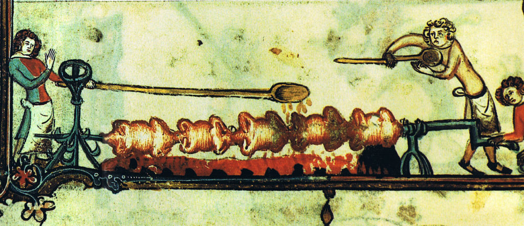 Birds on a Spit - Detail from Bodleian MS 264, f. 170v