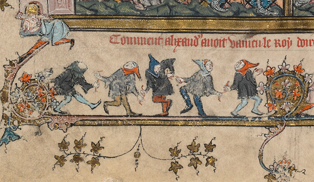 Detail of dancers from Bodleian Library MS 264 f. 51v.