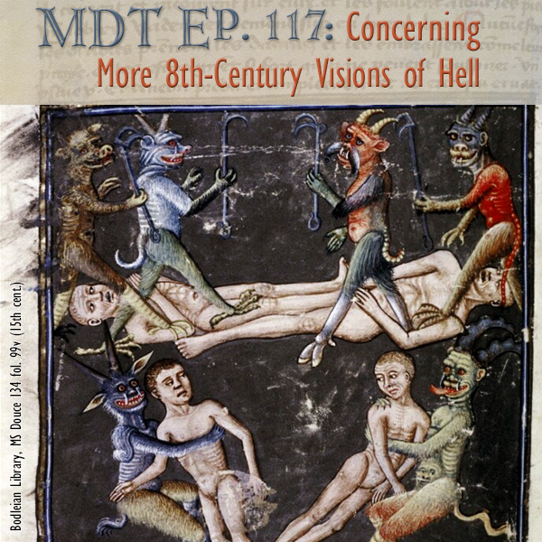 Detail of the torments of the damned from Livre de la Vigne nostre Seigneur, Bodleian Library, MS Douce 134, fol. 99v.